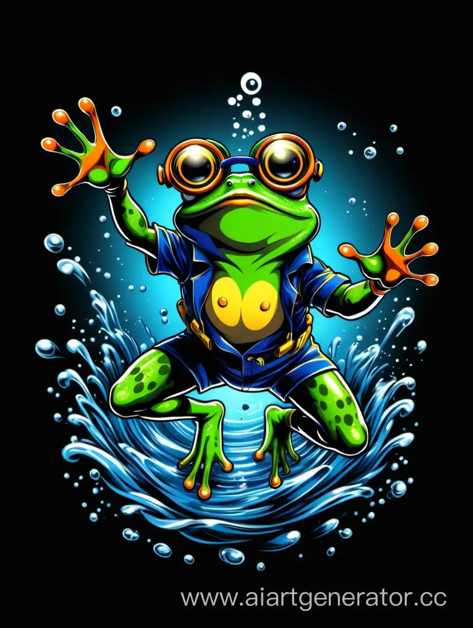 Elegant-Frog-Diving-TShirt-Design-Stunning-Swim-Skills