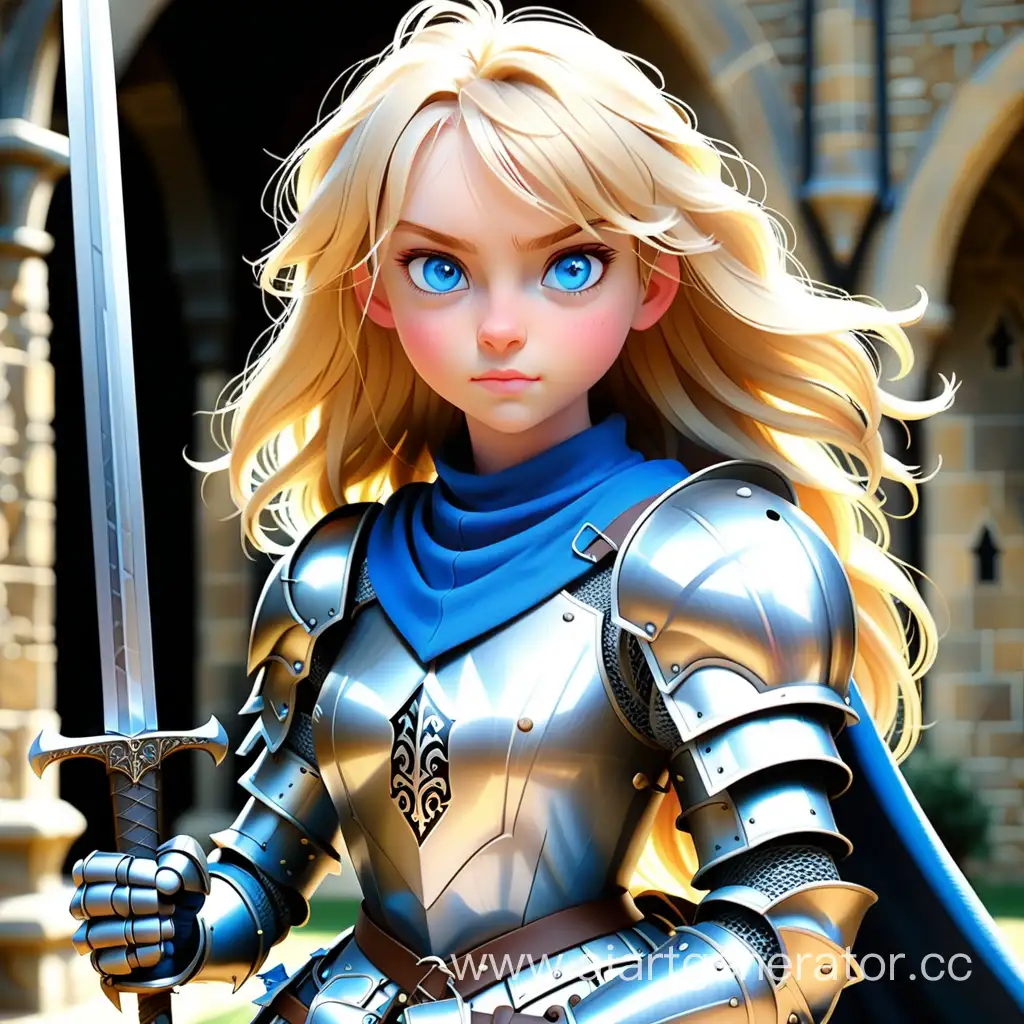 Young-Woman-in-Knight-Costume-with-Sword