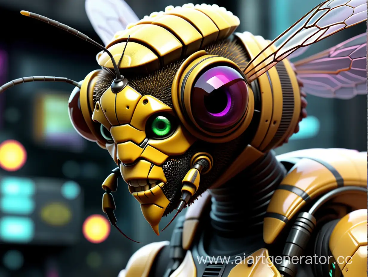 Futuristic-Cyberpunk-Bees-Engage-in-Intense-Hunger-Games