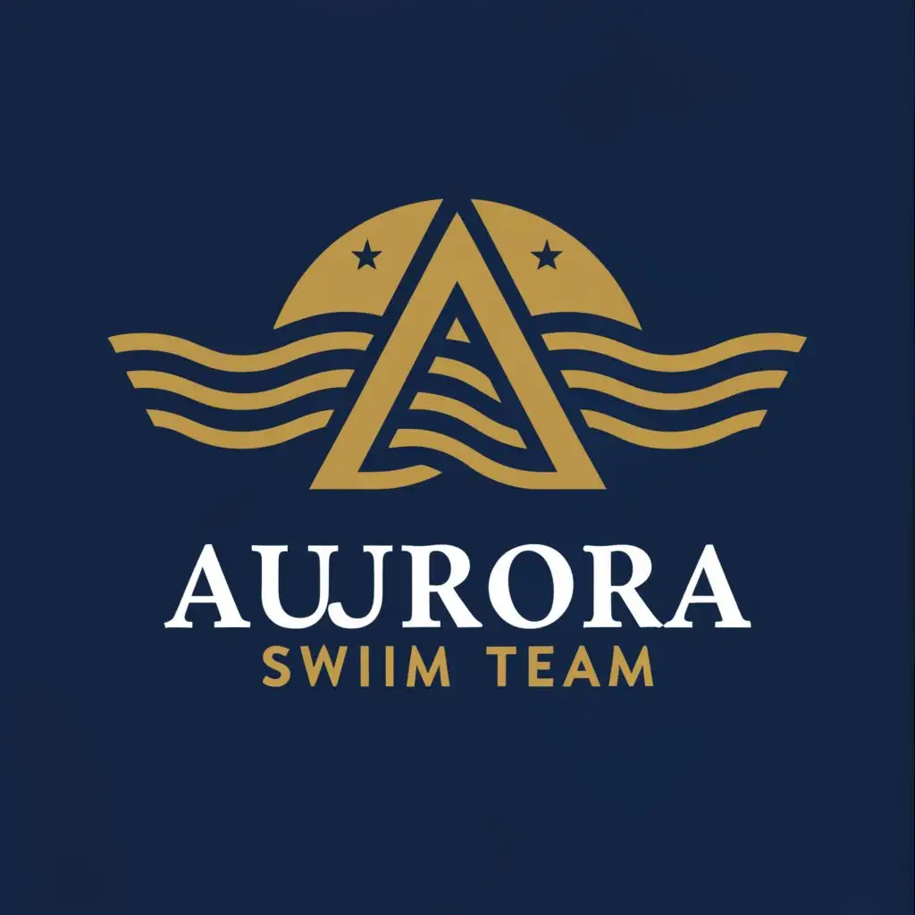 a logo design,with the text "Aurora Swim Team", main symbol:Royal blue, and gold are the main colors. Alaskan Swim Team.

.,Minimalistic,clear background
