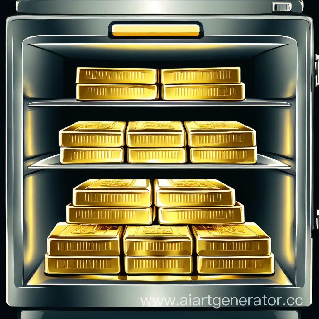 Refrigerator full of gold bars