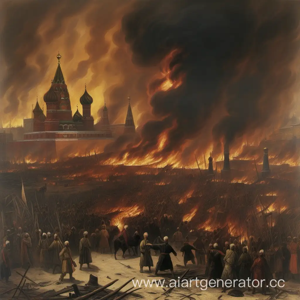 Татарский хан под сгоревшей Москвой