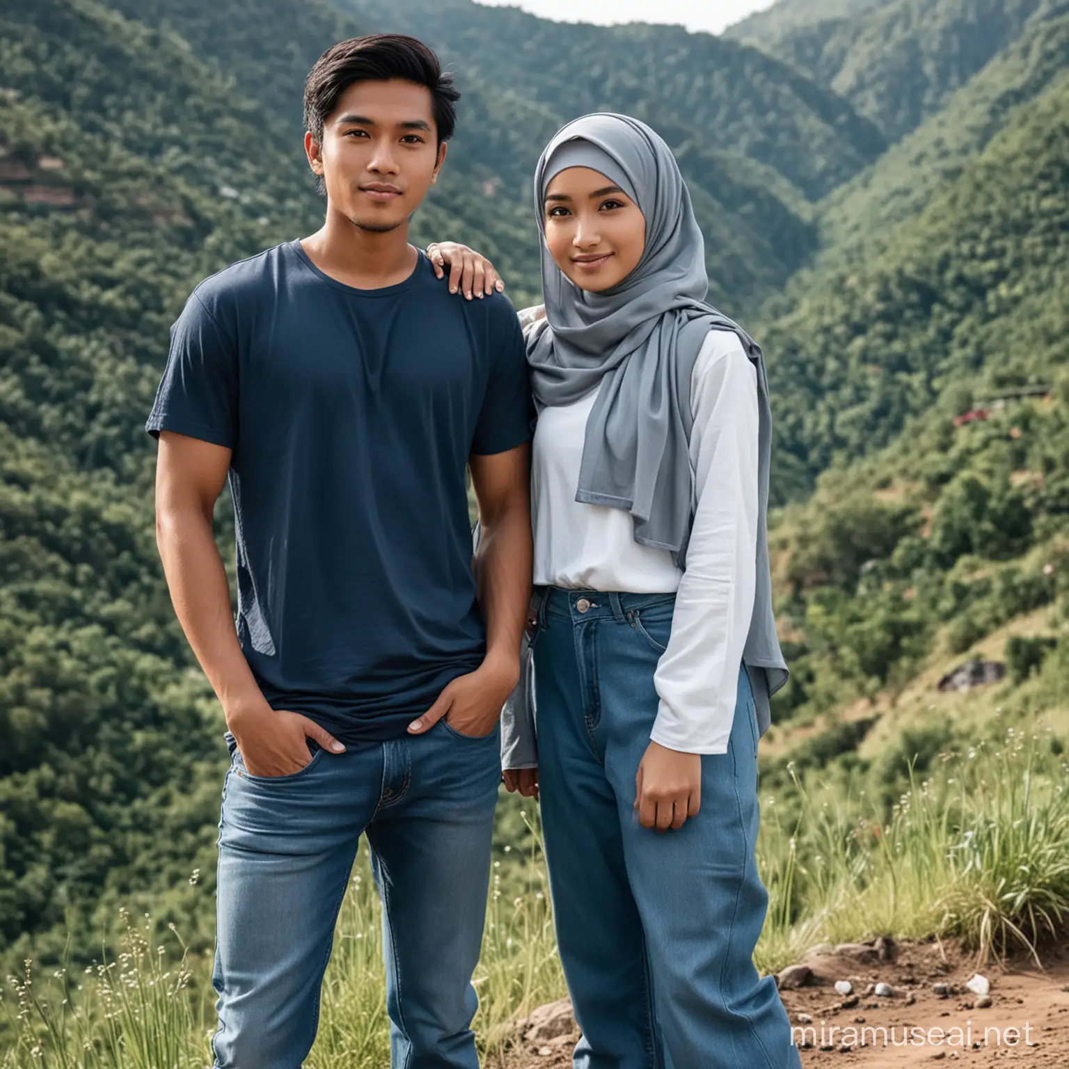 Indonesian Family Portrait in Mountain Setting