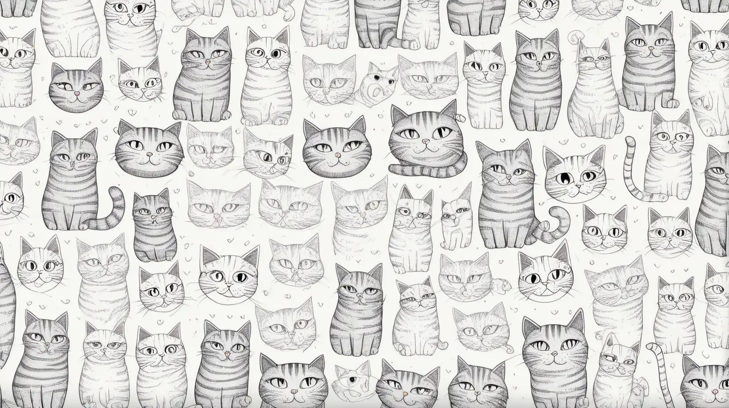 cat drawing pattern all over the image