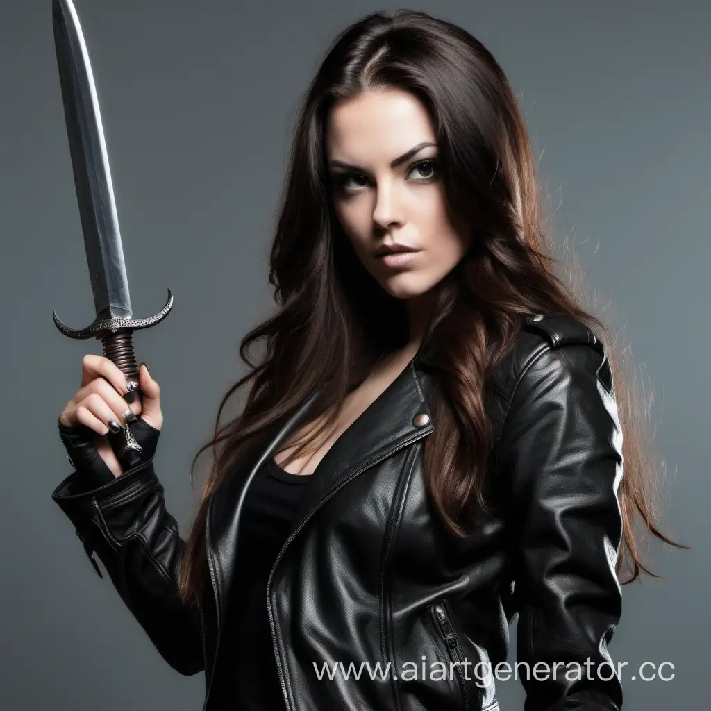 Stylish-Brunette-with-Long-Hair-Leather-Jacket-and-Dagger