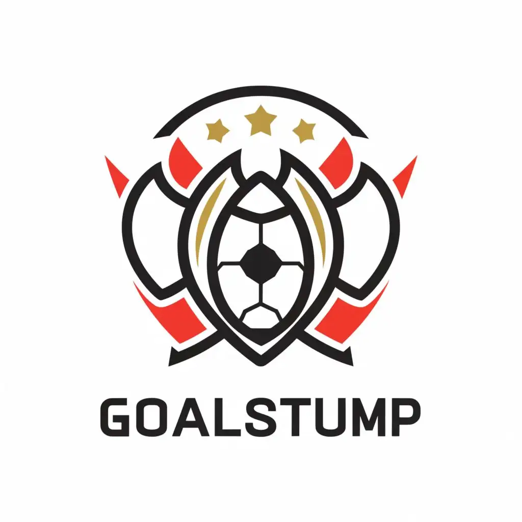 a logo design,with the text "GoalStump", main symbol:Football and cricket,Minimalistic,be used in Sports Fitness industry,clear background