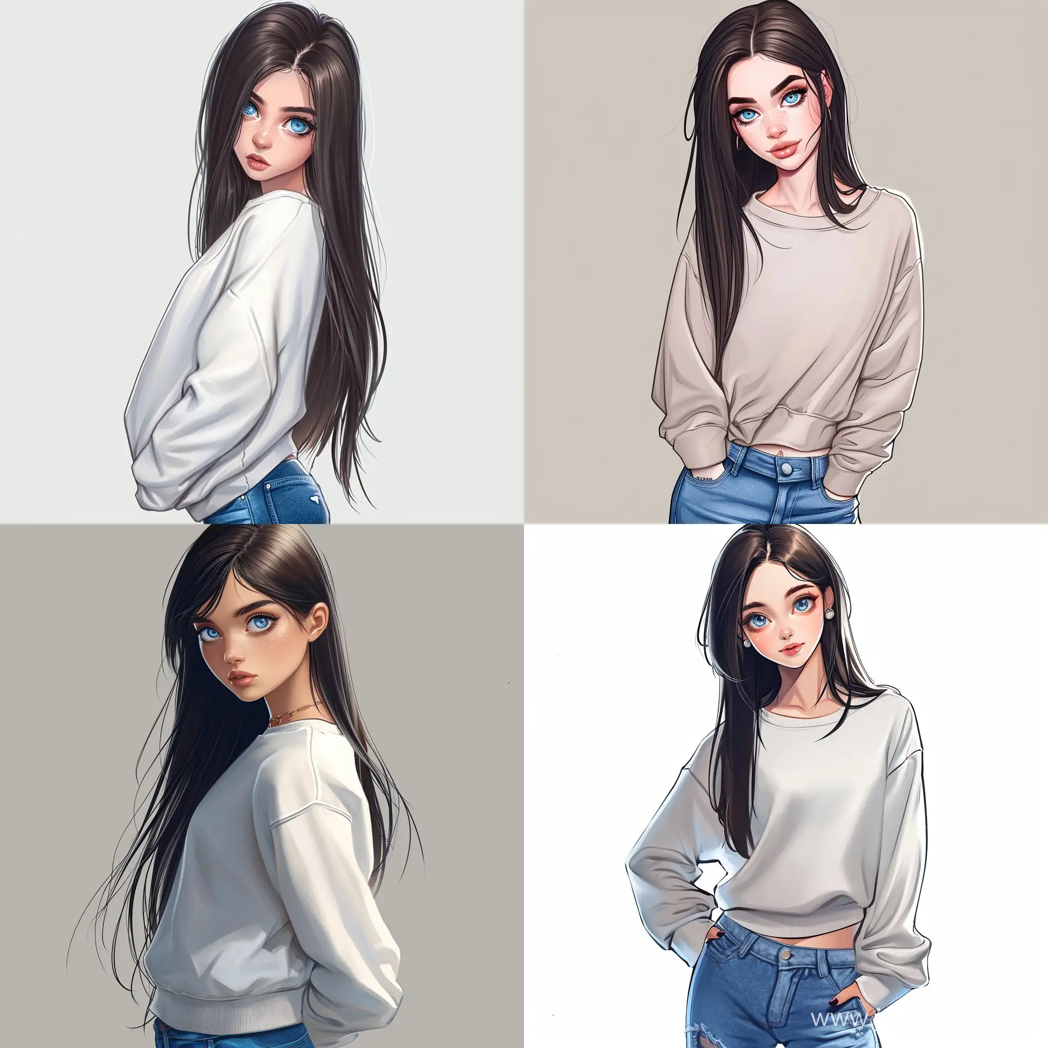 Expressive-BlueEyed-Teenager-in-Stylish-Sweatshirt-and-Jeans-HighQuality-Cartoon-Art