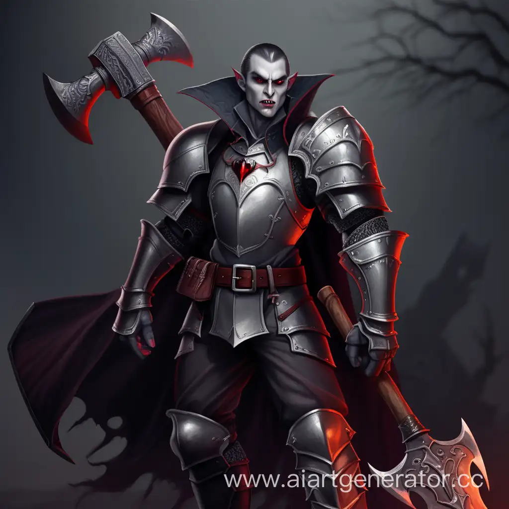 Вампир солдат в доспехах серого цвета
 и большим топором в стиле тёмного фентези