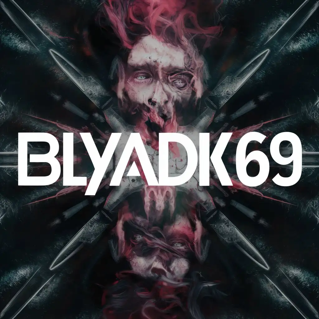 Надпись "Blyadik69" на жутком фоне