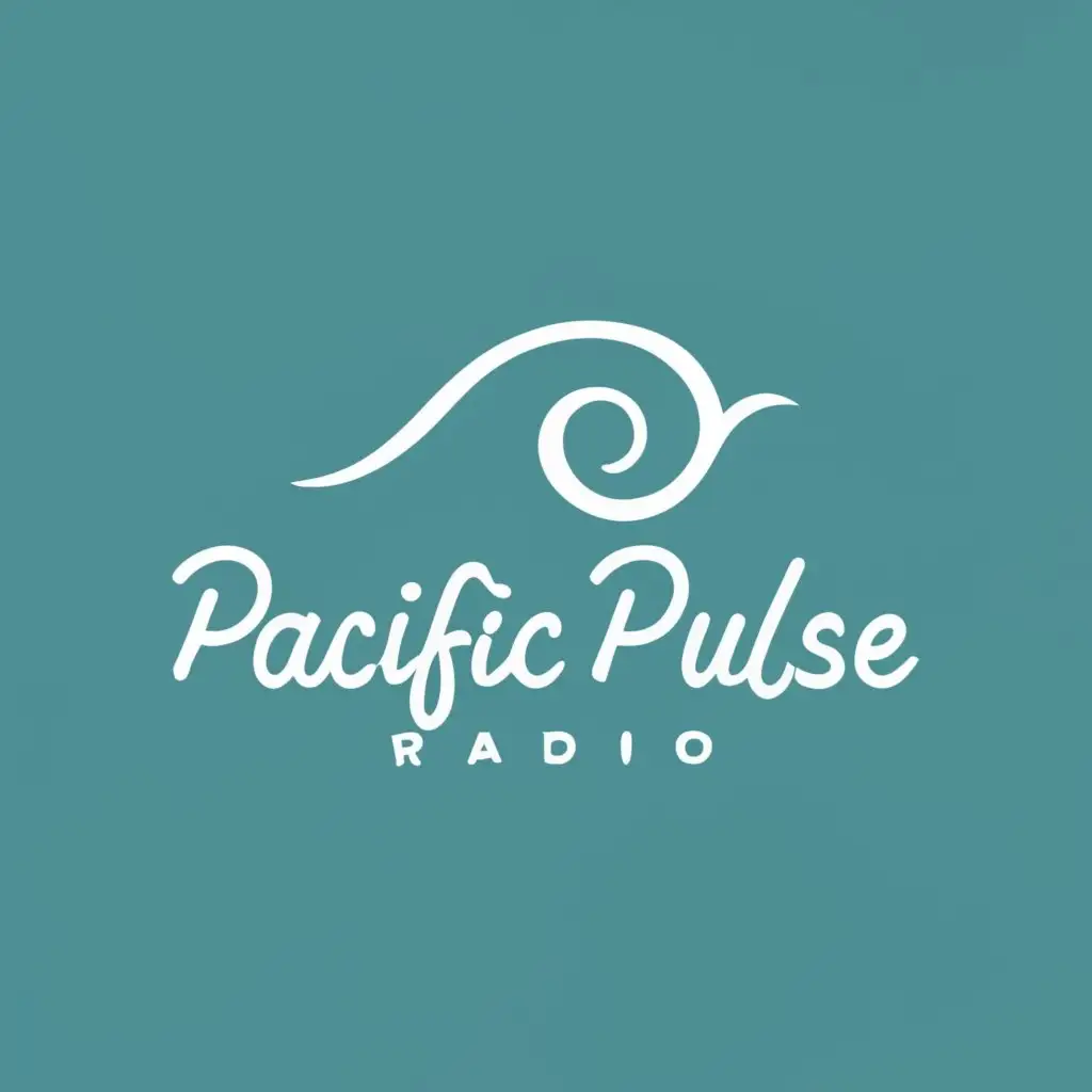 logo, Ocean Wave, with the text "Pacific Pulse Radio", typography, be used in Entertainment industry