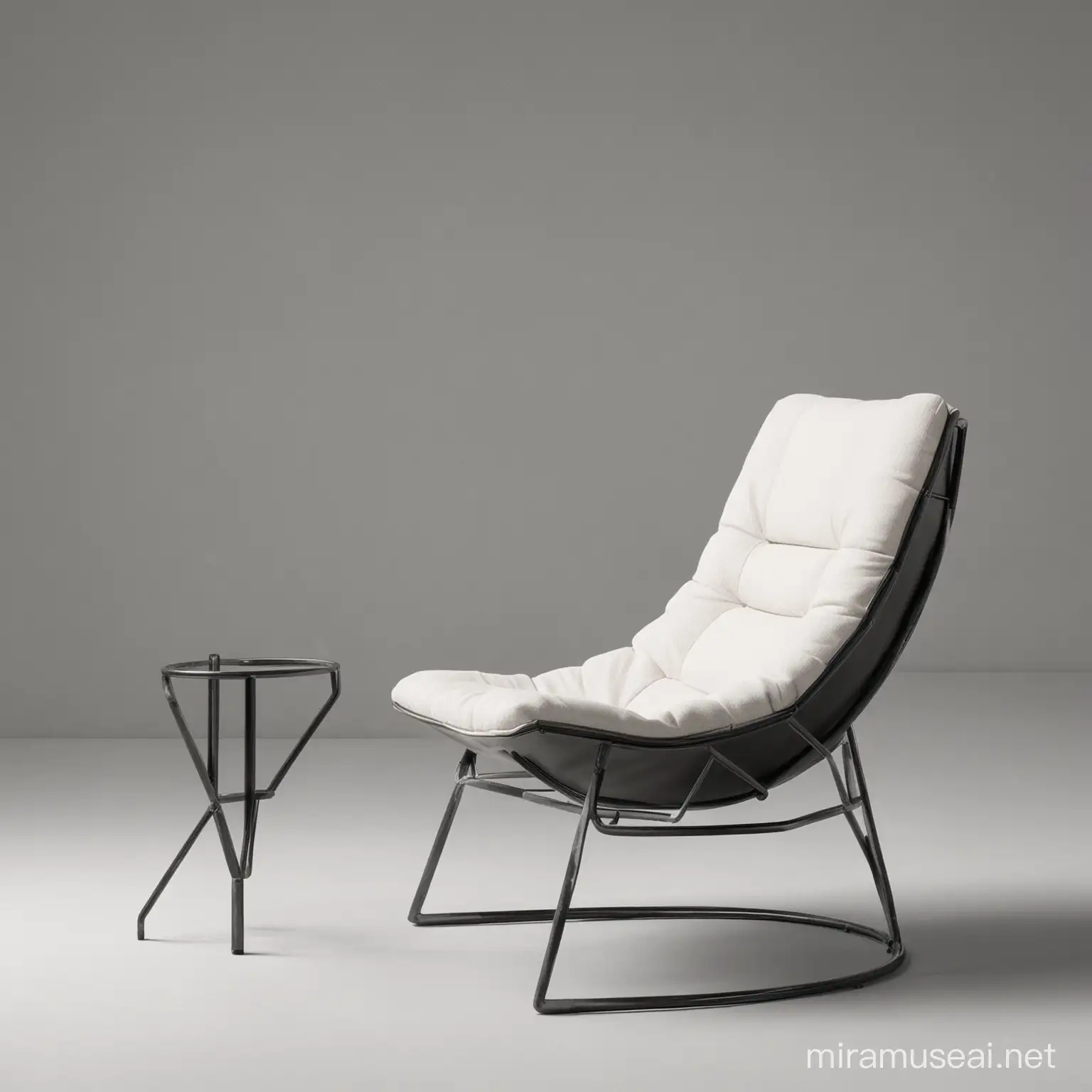 Modern Geometric Lounge Chair with Tubular Back and Metal Legs