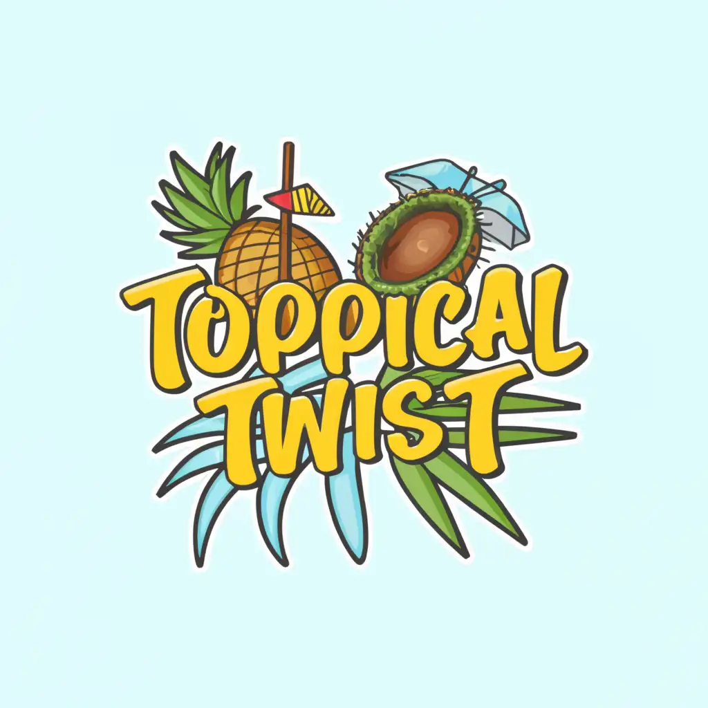 a logo design,with the text "tropical twist", main symbol:coconut and pineapple,Moderate,clear background