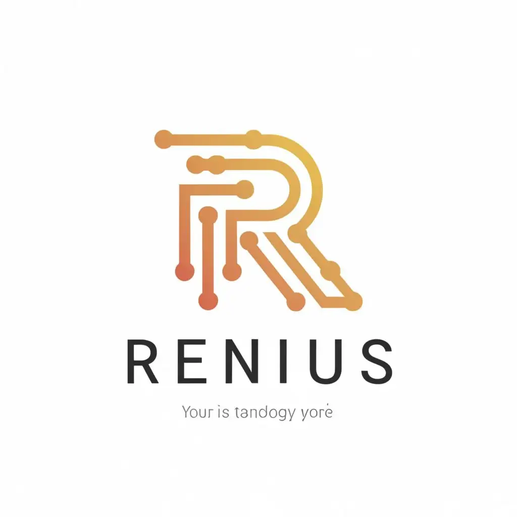 logo, R letter, with the text """"
Renius
"""", typography, be used in Technology industry

slogan "Your IT Partner, Wherever You're"
