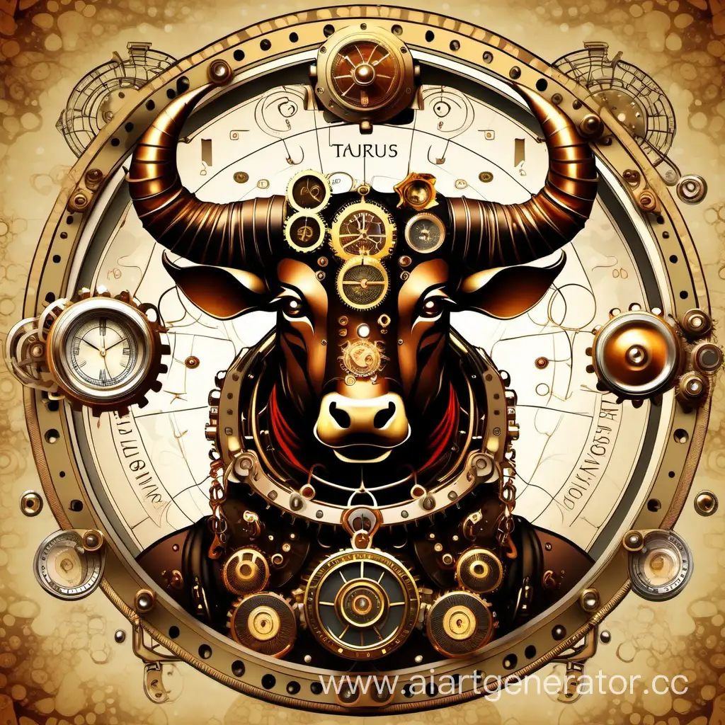 Zodiac signs. Taurus. Steampunk style