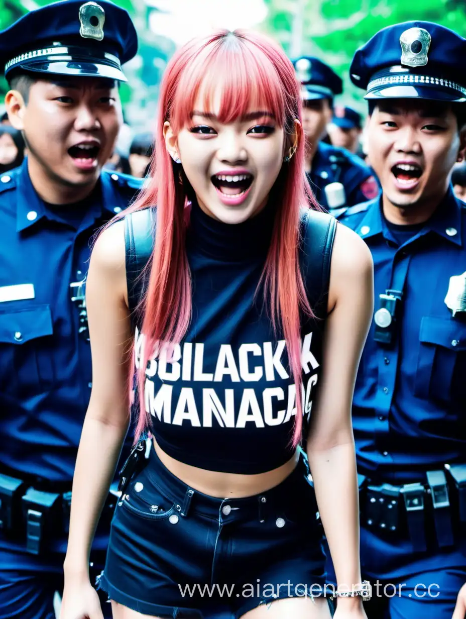 Lalisa-Manoban-Laughing-Surrounded-by-Police-Unusual-Encounter
