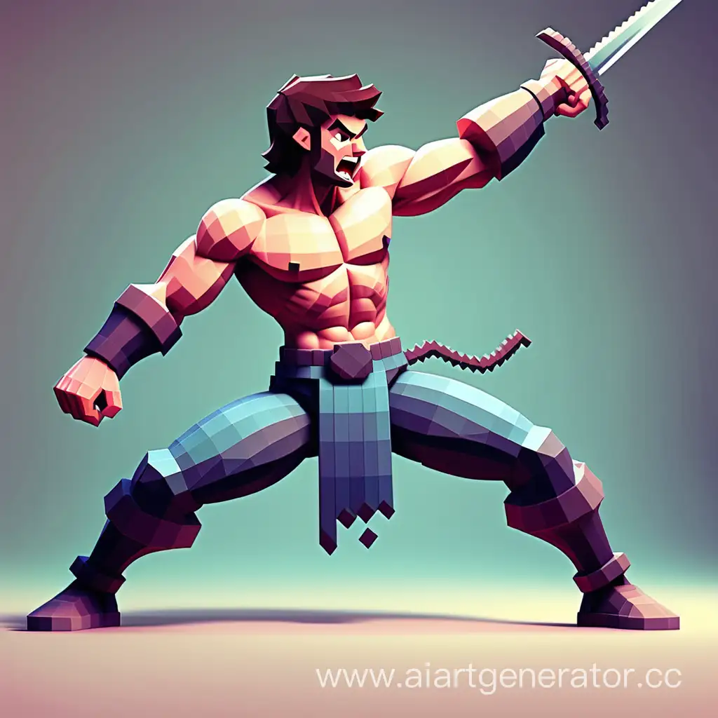 Pixel-Art-Dynamic-Sword-Attack-by-a-Fit-Warrior