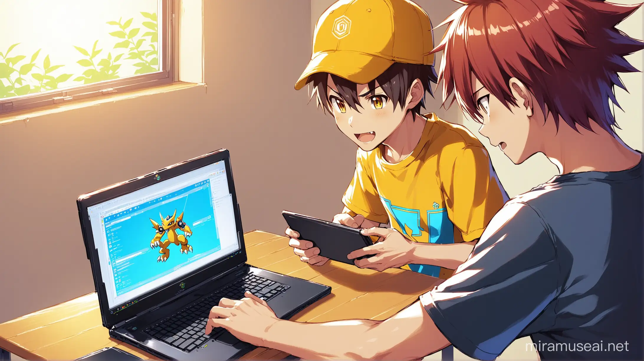 Two Friends Playing Digimon Online Together