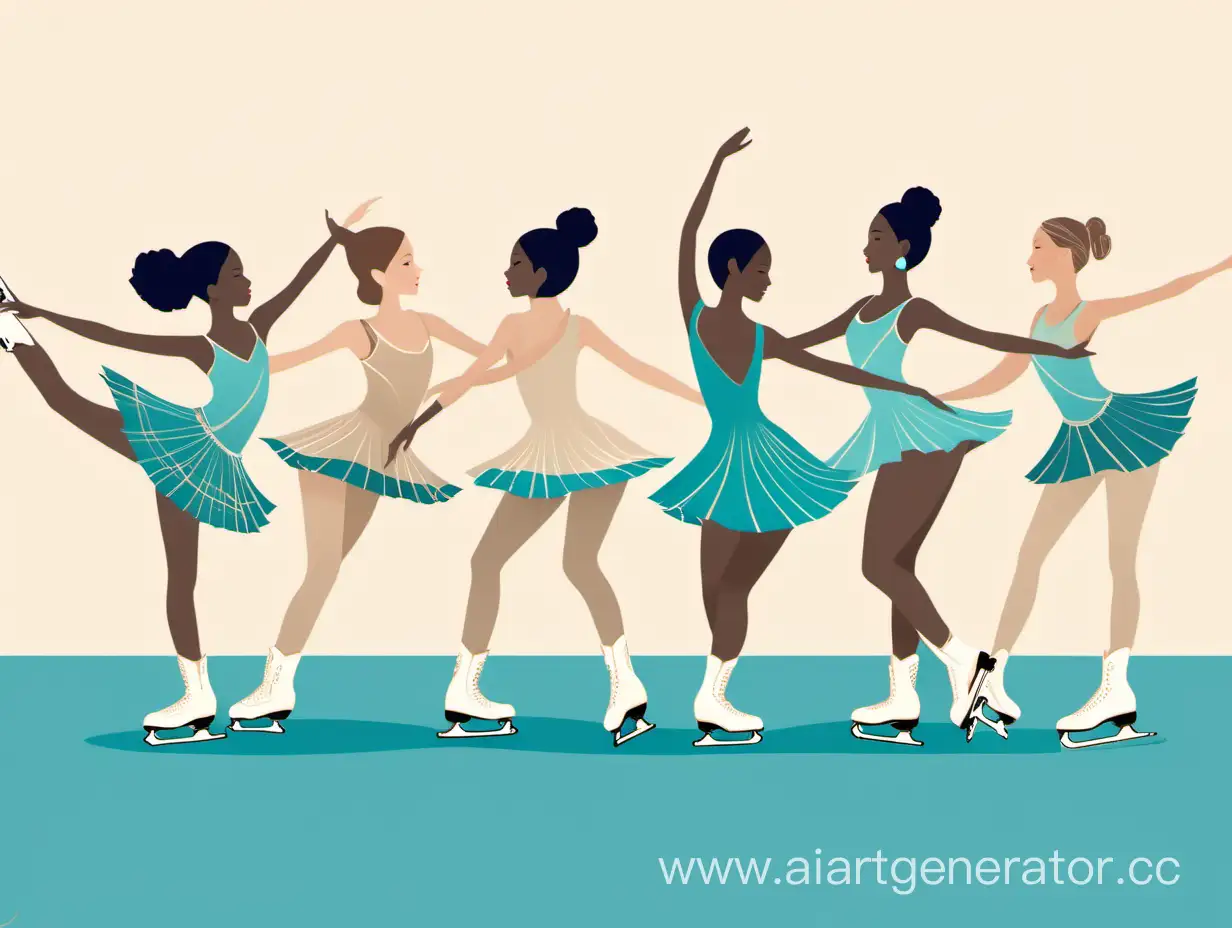 Elegant-Group-Figure-Skating-with-Beige-and-Turquoise-Blue-Decorations