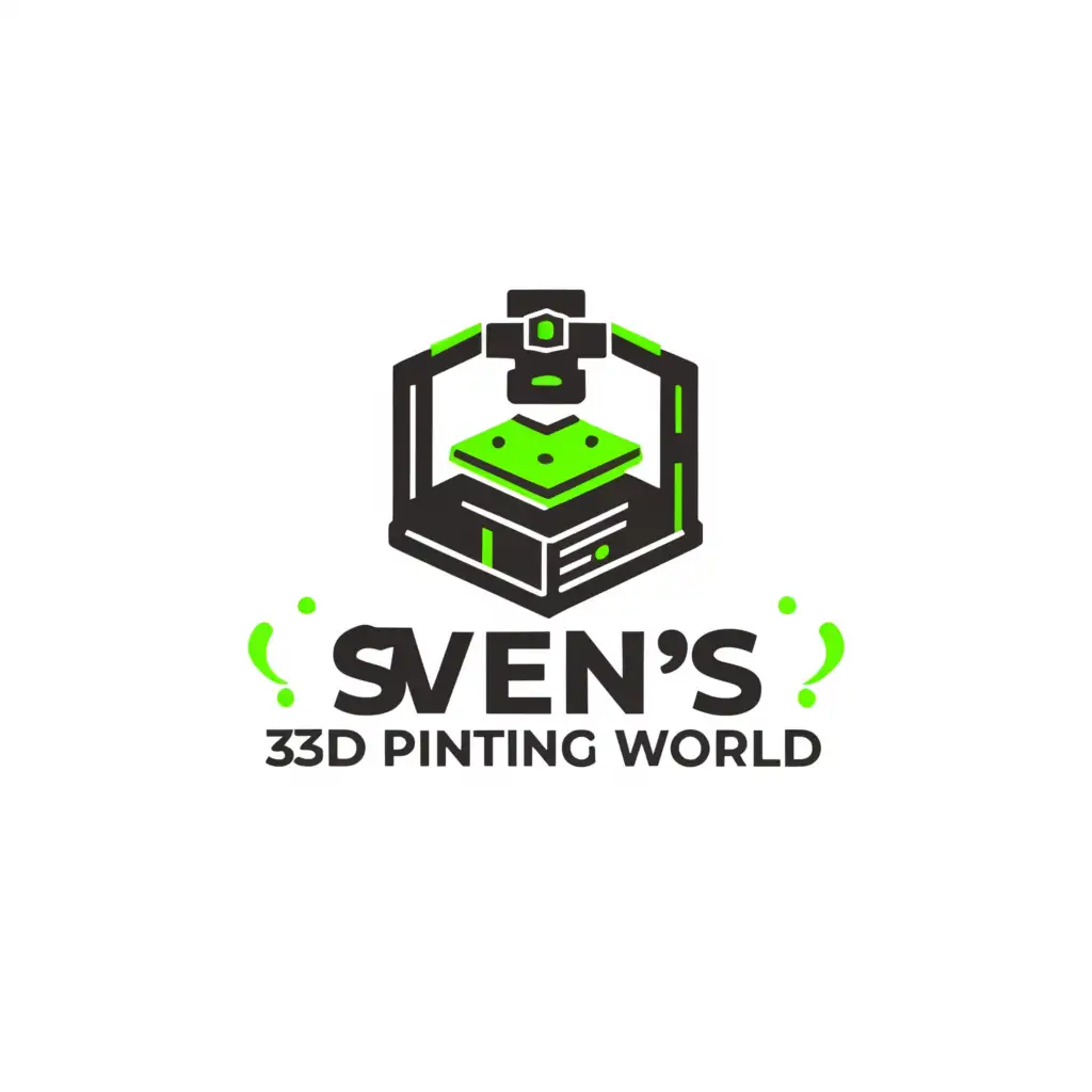 a logo design,with the text "Sven's 3D Printing World", main symbol:3D printer,Moderate,be used in Retail industry,clear background