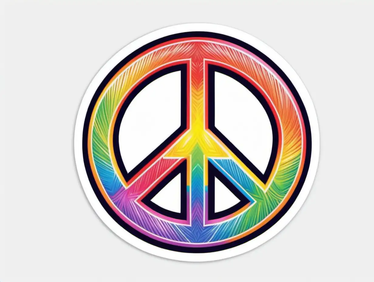 Excited Rainbow Peace Sign Sticker with Yugioh Design on White Background