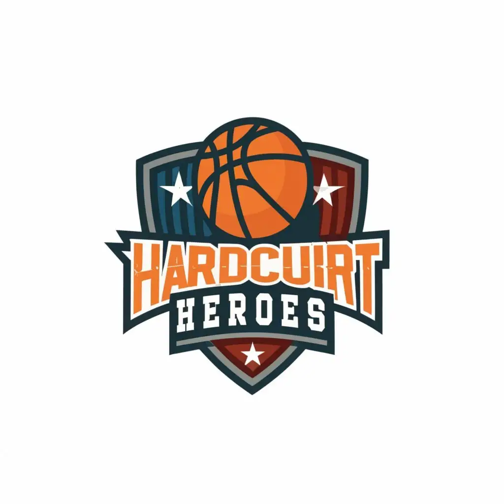 logo, Basketball icon, with the text "Hardcourt Heroes", typography, be used in Entertainment industry