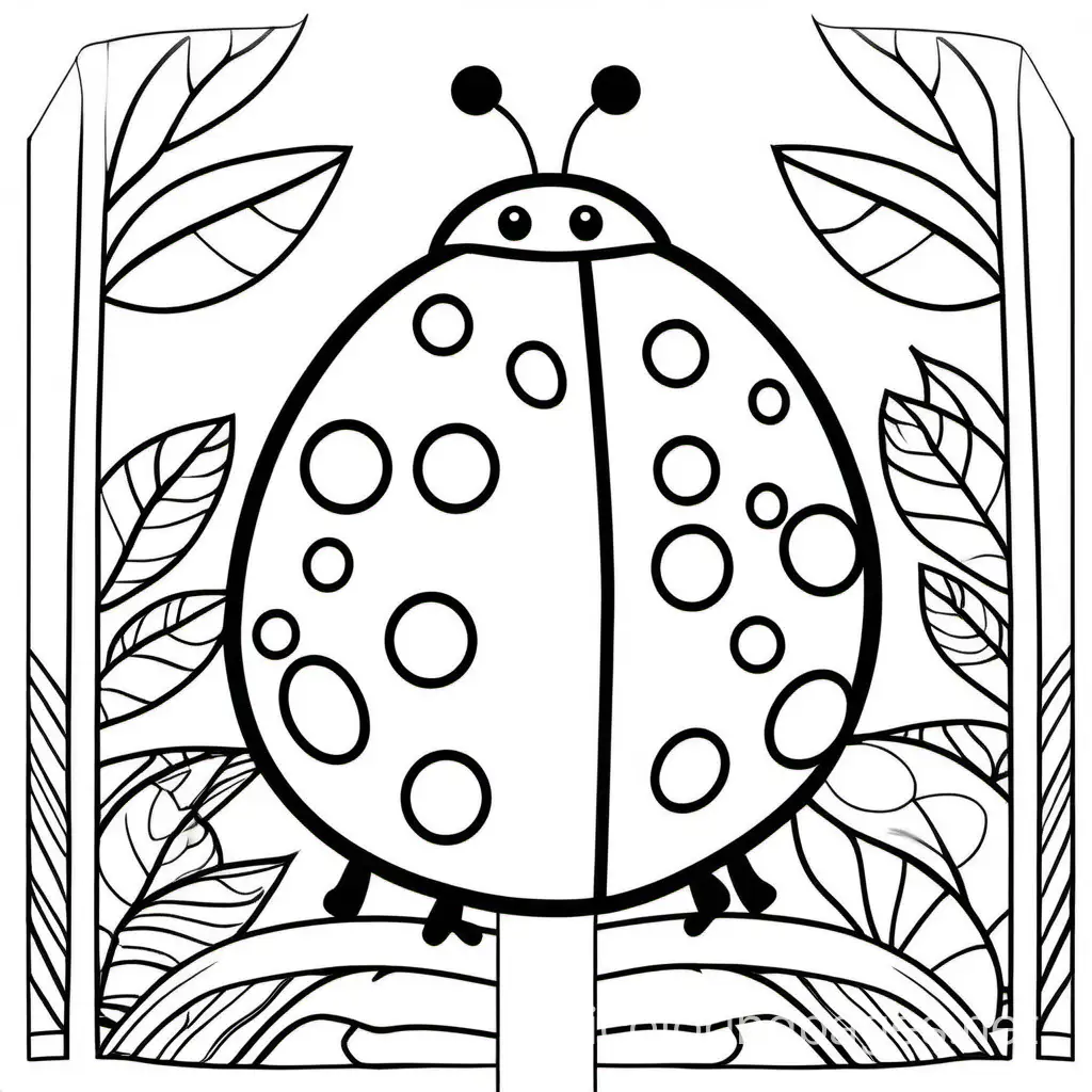 cute ladybug, Coloring Page, black and white, line art, white background, Simplicity, Ample White Space. The background of the coloring page is plain white to make it easy for young children to color within the lines. The outlines of all the subjects are easy to distinguish, making it simple for kids to color without too much difficulty