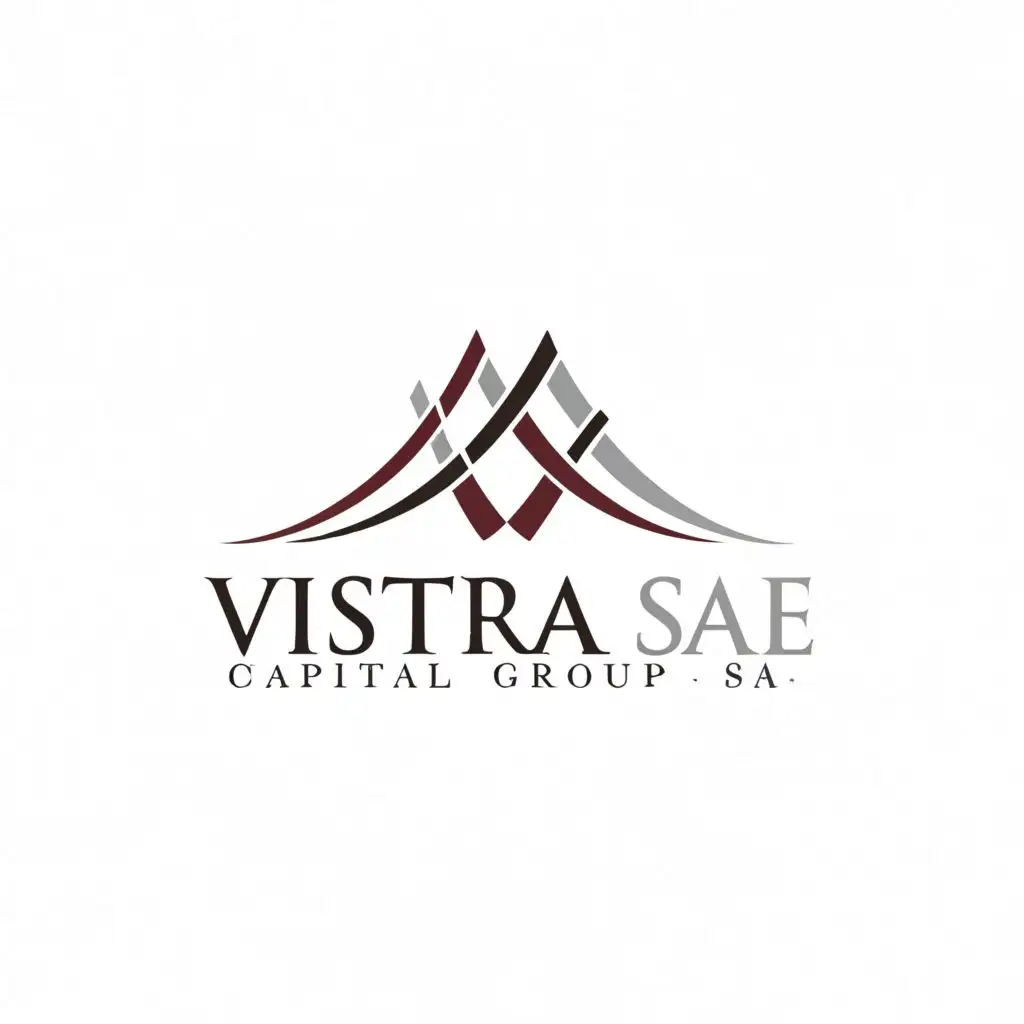 logo, Bridge design with a Maroon dark Grey and Light Grey Colors, with the text "Vistra Capital Group (SA)", typography