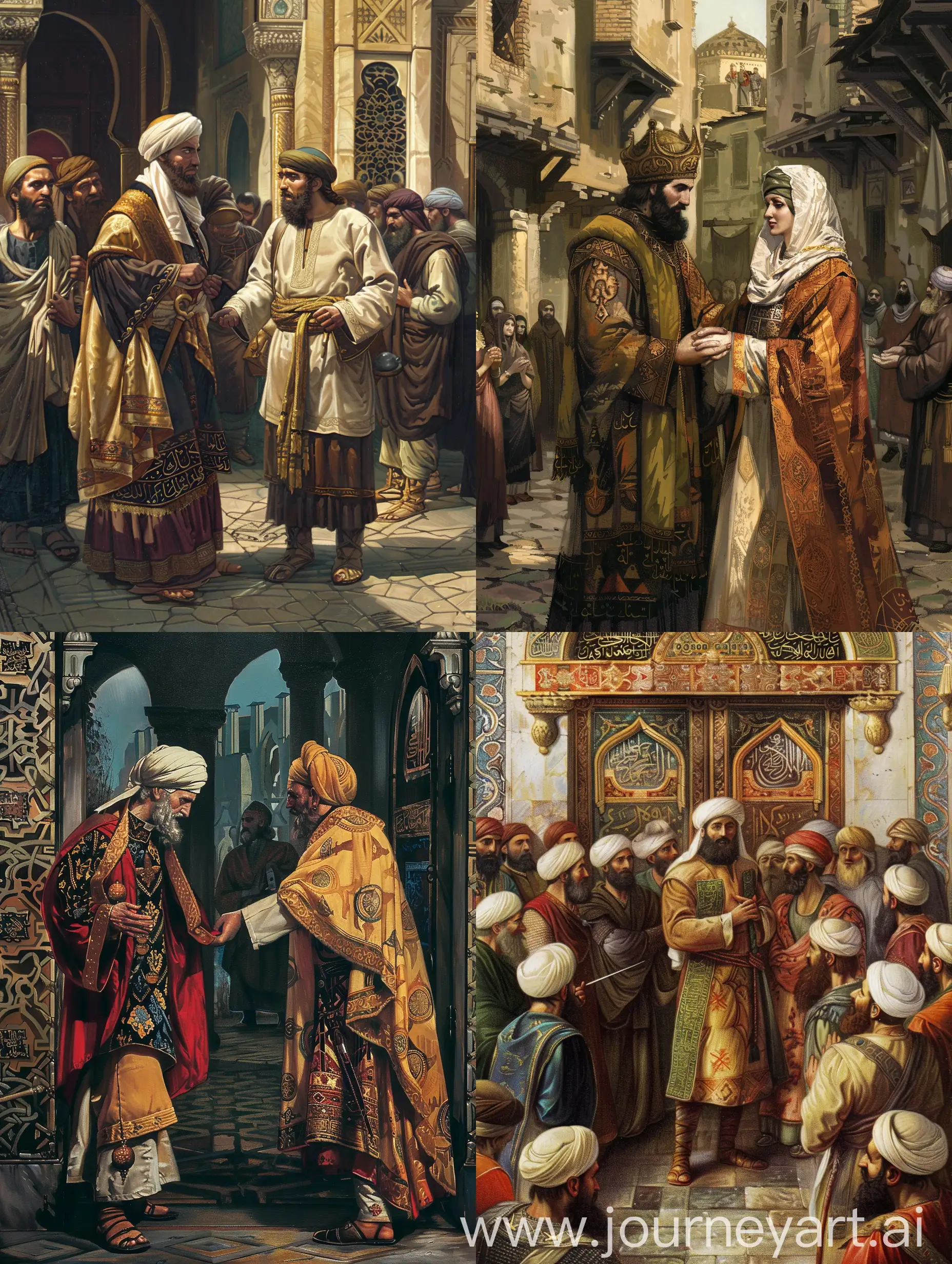 A Byzantine noble converting to Islam. Very detailed, renaissance style.