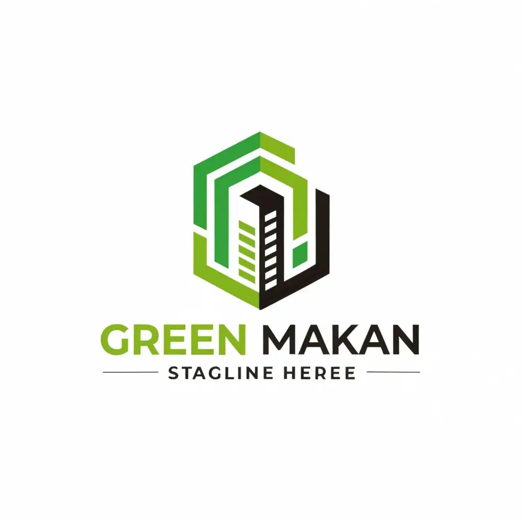 logo, House, with the text "Green Makaan", typography, be used in Real Estate industry