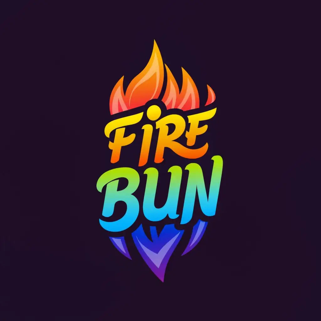 a logo design,with the text "Fire Bun", main symbol:Just the words Fire Bun melting in rainbow colors,Moderate,be used in Sports Fitness industry,clear background