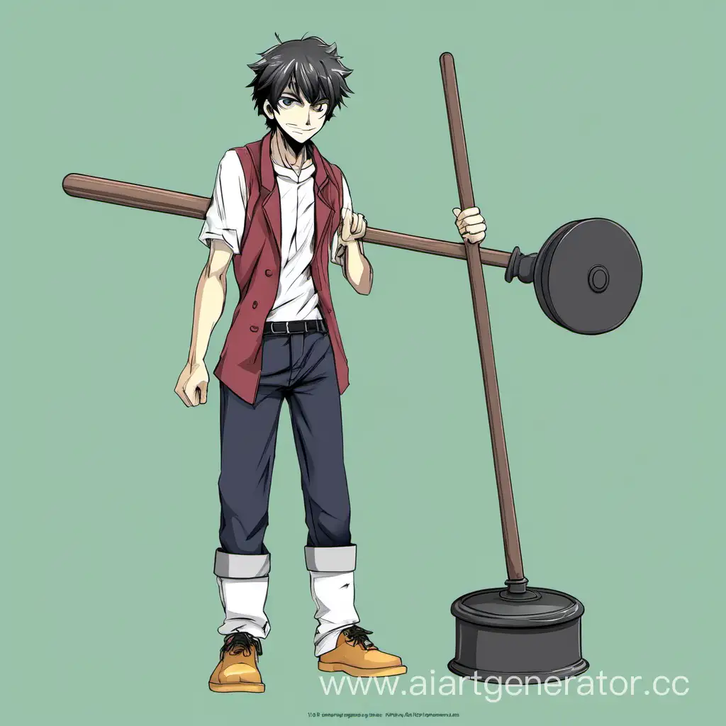 Anime-Character-Holding-a-Plunger-in-Urban-Setting
