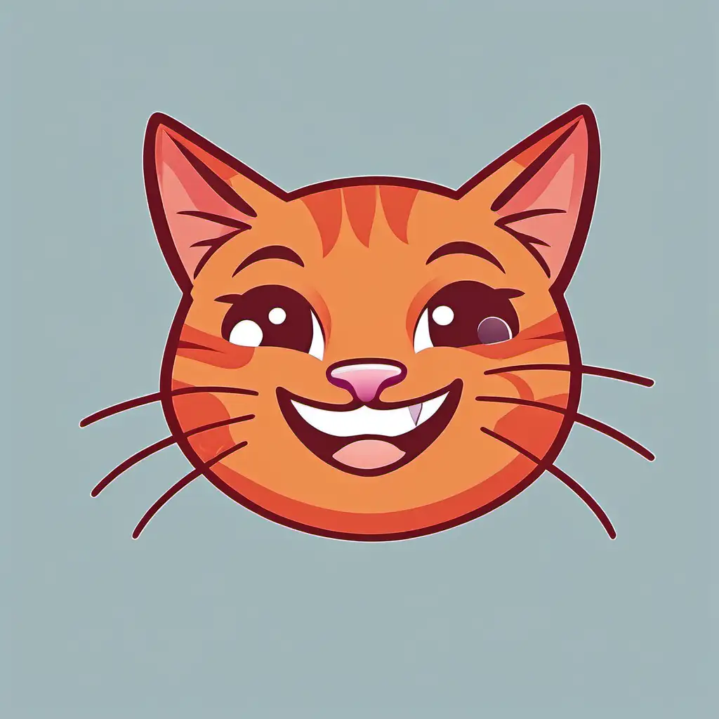 red Cat head smiling and happy no background color
