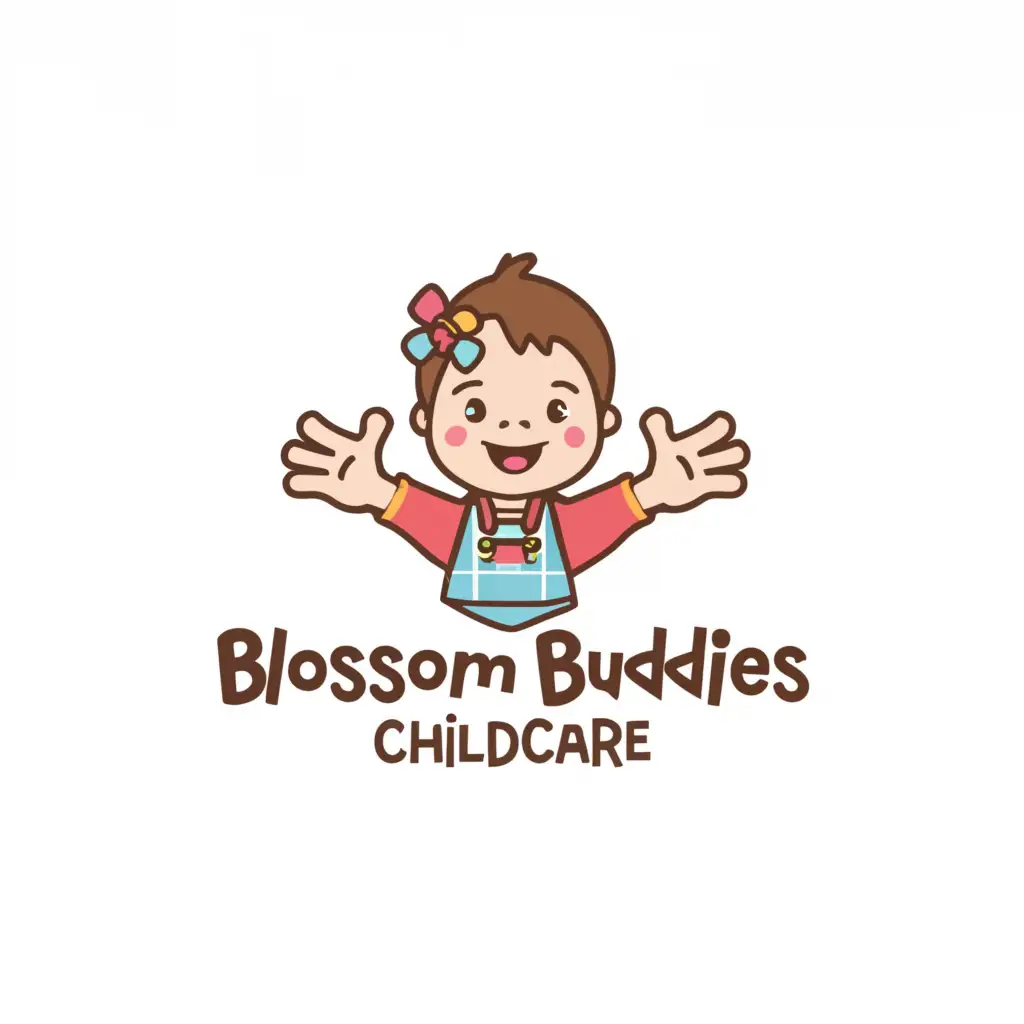 a logo design,with the text "Blossom buddies childcare", main symbol:child,Moderate,clear background