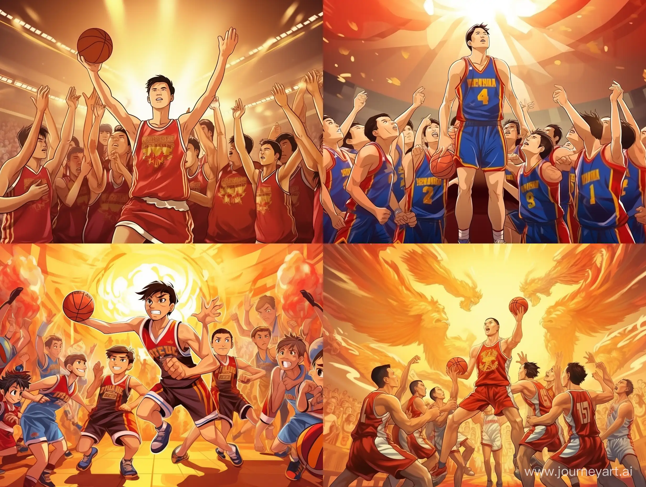 Chinese-Slam-Dunk-Basketball-Team-Celebrates-Victory