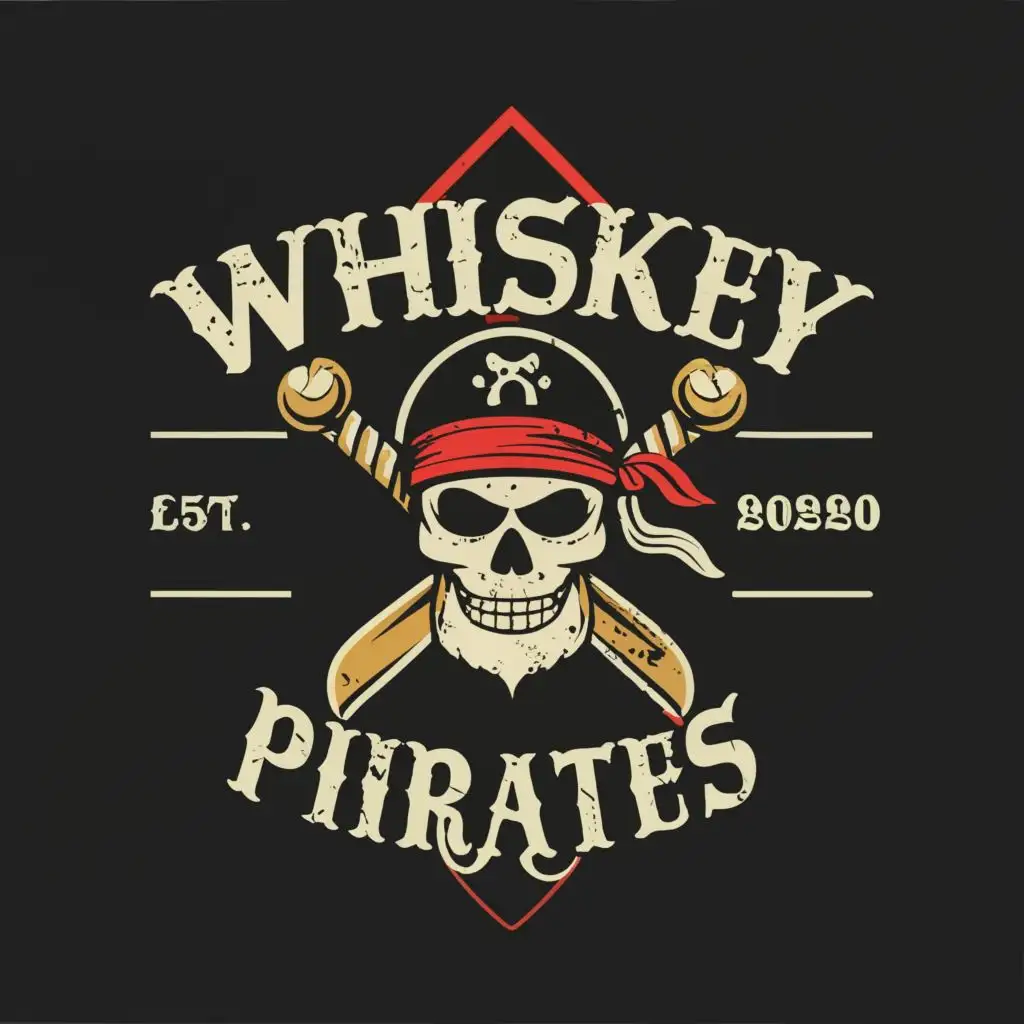 LOGO-Design-For-Whiskey-Pirates-Edgy-Skull-and-Crossbones-Typography-for-the-Tech-Industry