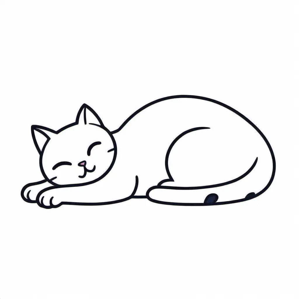 Cartoon cat outline, funny, laying on back, side profile