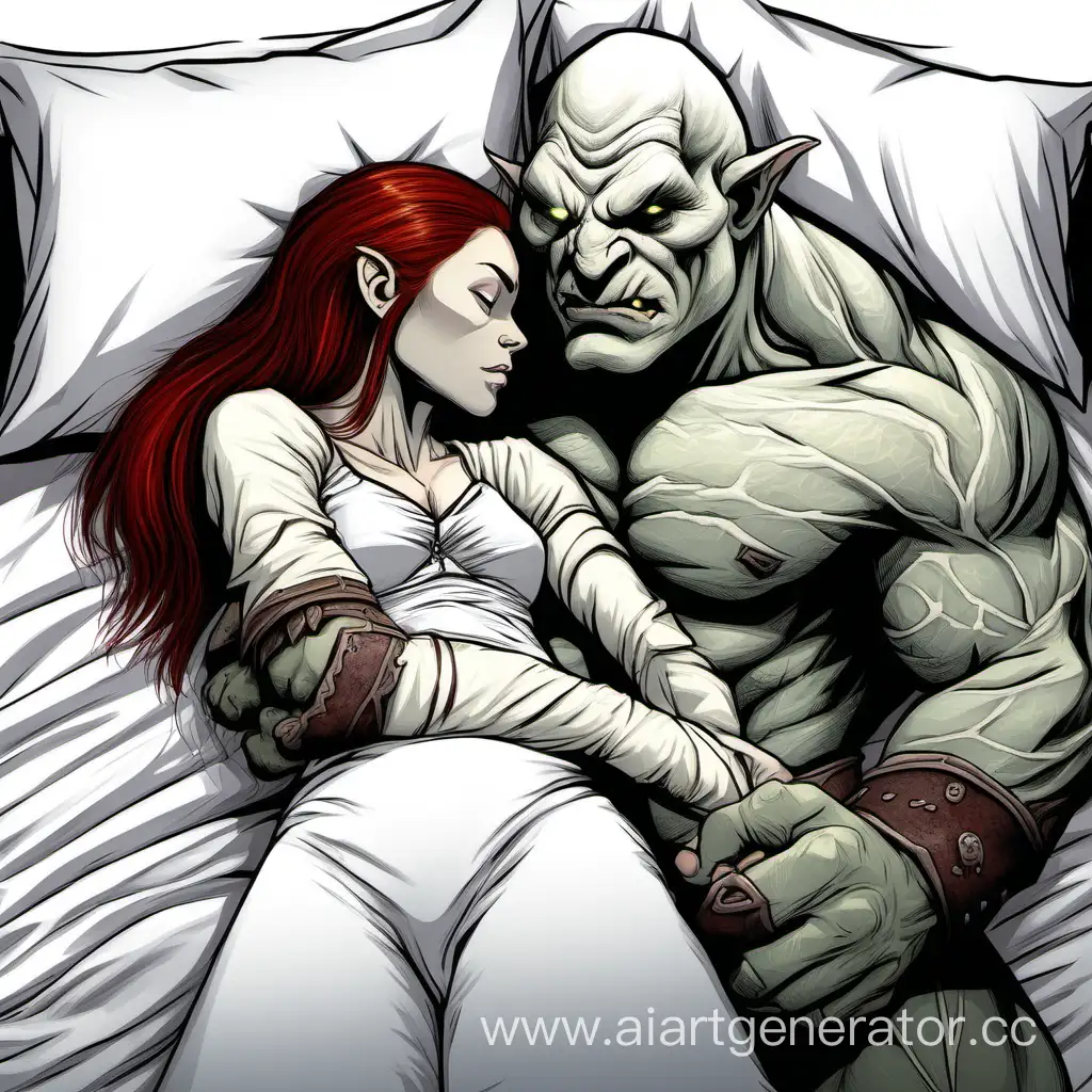 Intimate-Encounter-Orc-Azog-and-RedHaired-Human-Girl-Share-a-Moment-of-Connection