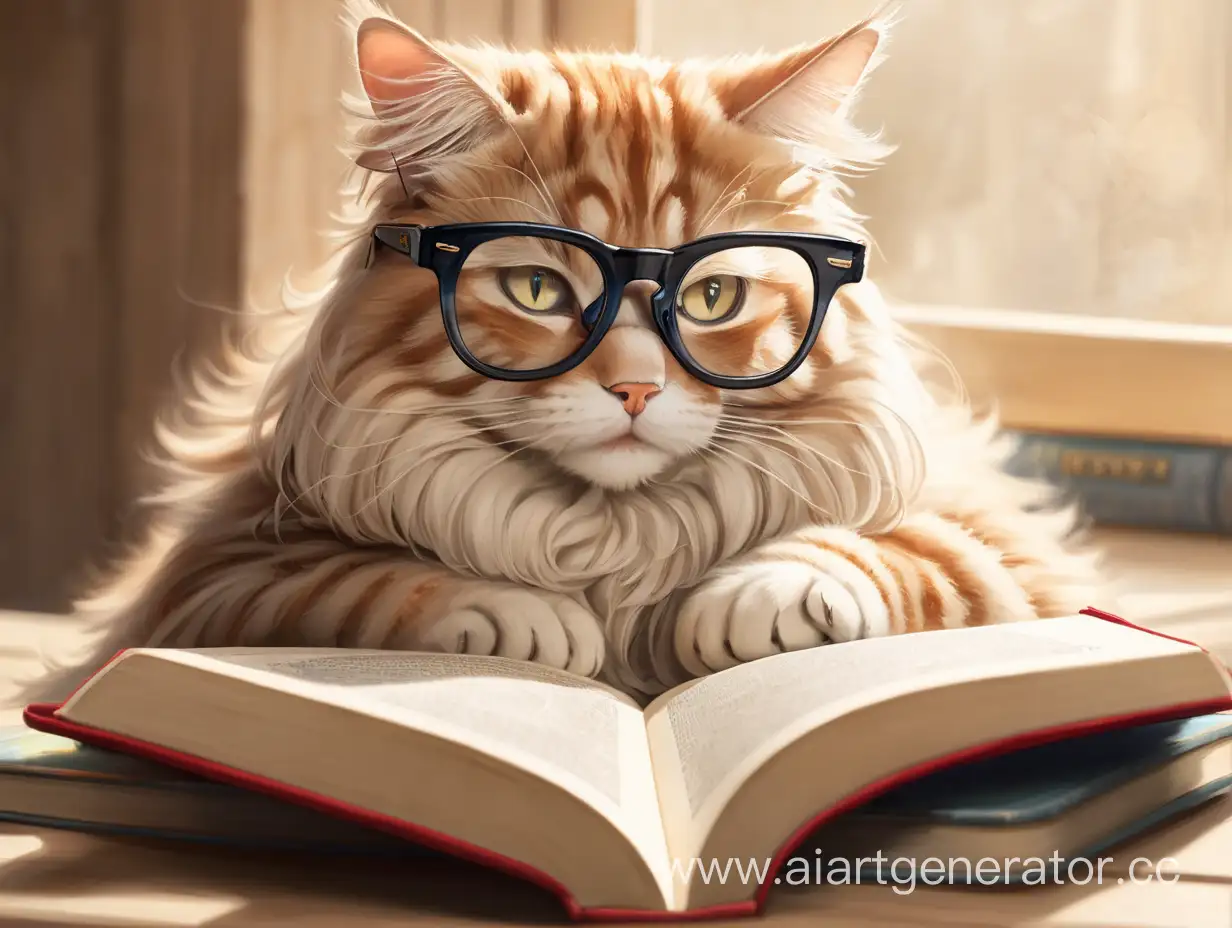 Intelligent-Cat-Reading-Book-with-Stylish-Glasses