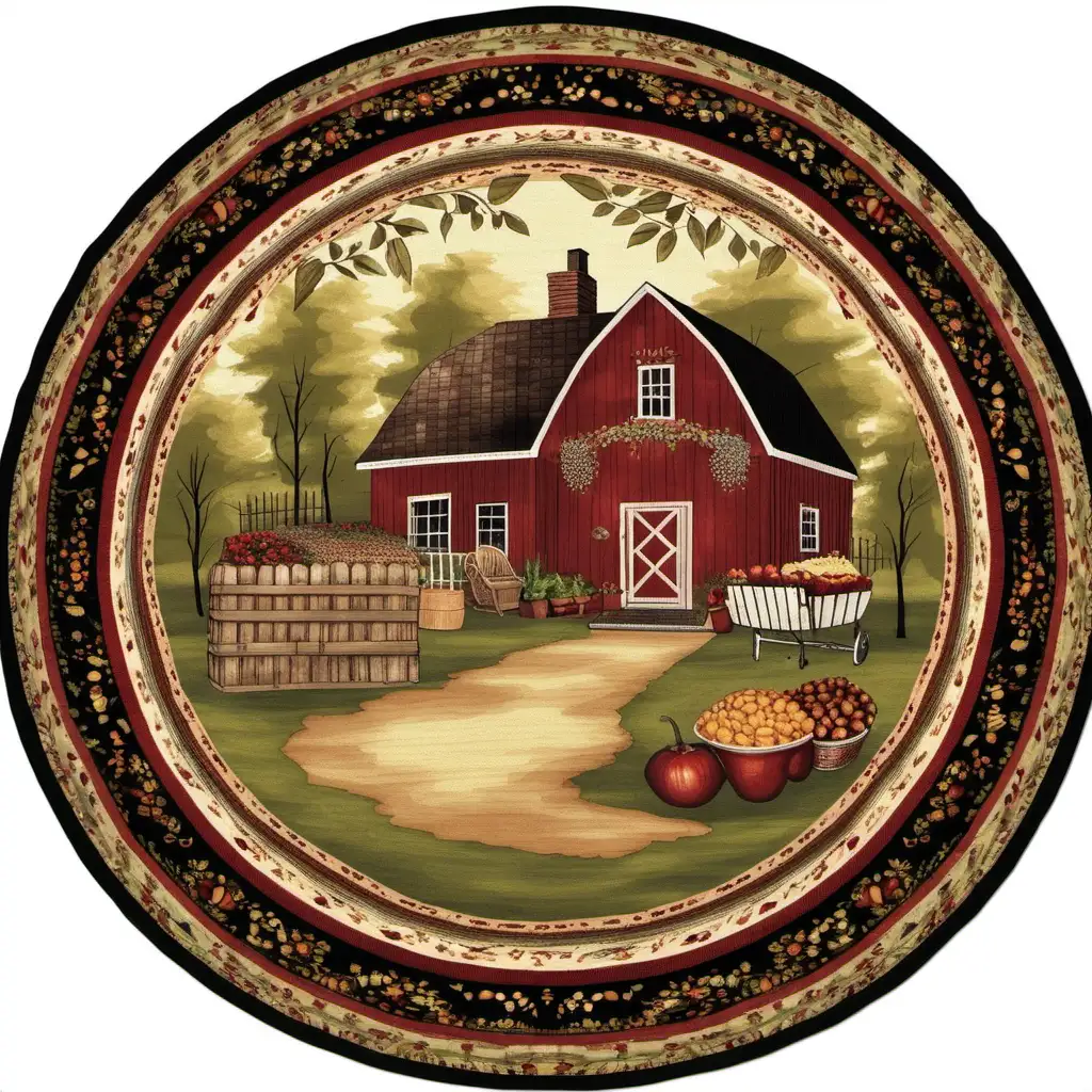 
a country kitchen round rug
