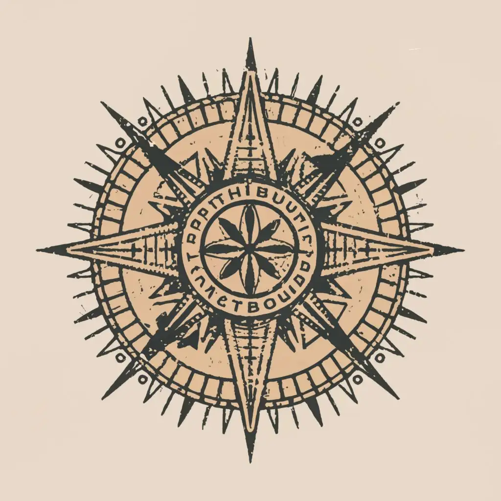 a logo design,with the text "Earthbound", main symbol:Create a stylized compass rose with intricate details, symbolizing navigation, exploration, and a journey across continents. Within the compass rose, incorporate subtle Egyptian motifs like scarabs or lotus flowers to maintain the brand's heritage.,Minimalistic,be used in Retail industry,clear background