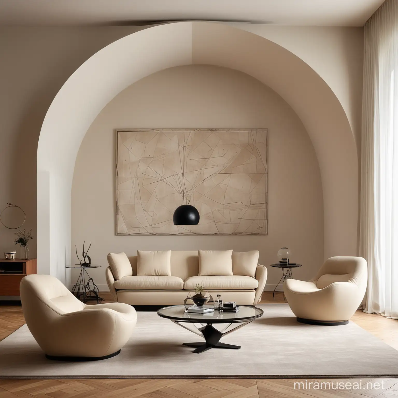 Modern Architectural Interior Design with Geometric Art Gallery Collection