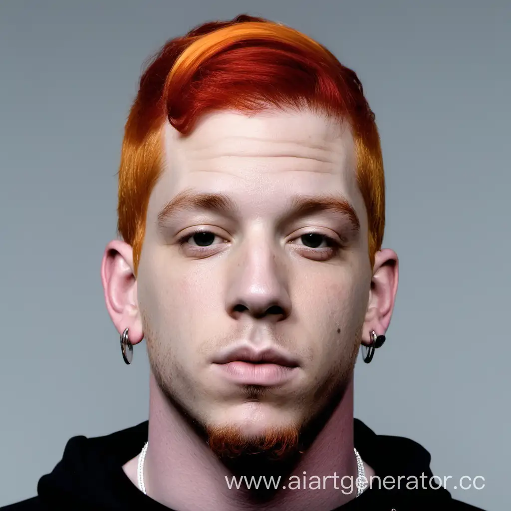 Американский белокожий рэпер без татуировок с оранжевыми волосами