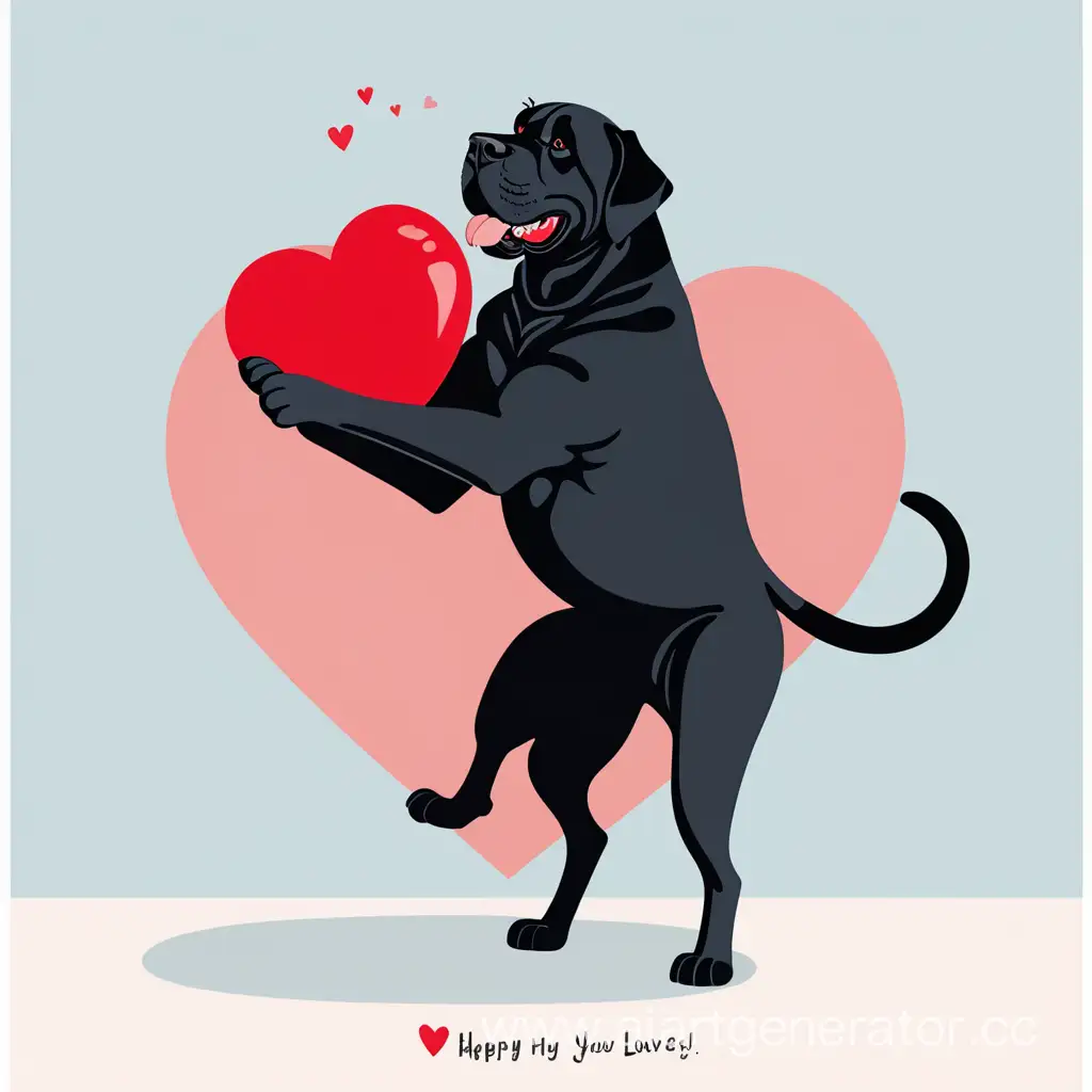 Black-Mastiff-Playing-with-Large-Red-Heart-for-Valentines-Card