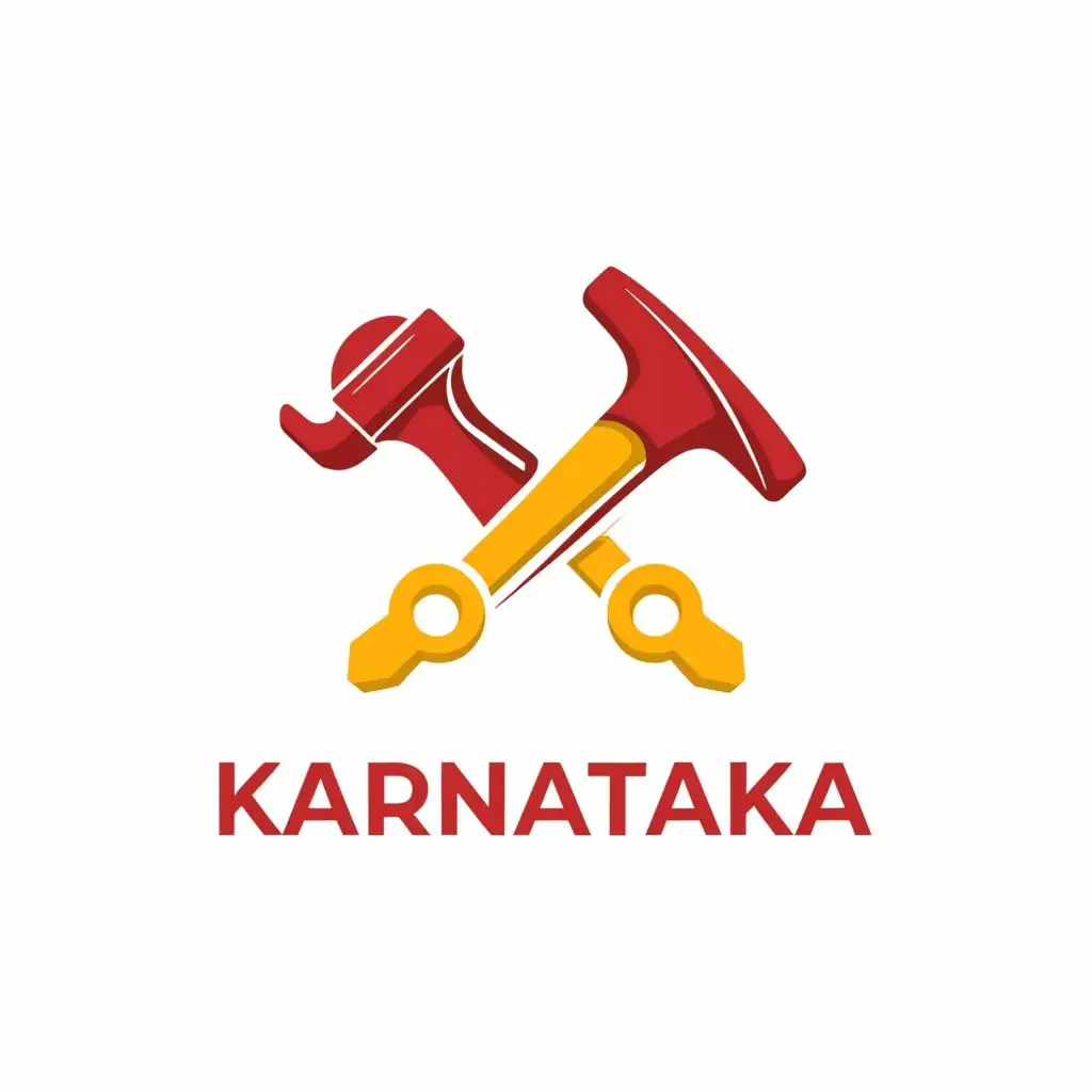 a logo design,with the text "Karnataka", main symbol:Red and Yellow Tools,Minimalistic,be used in Technology industry,clear background