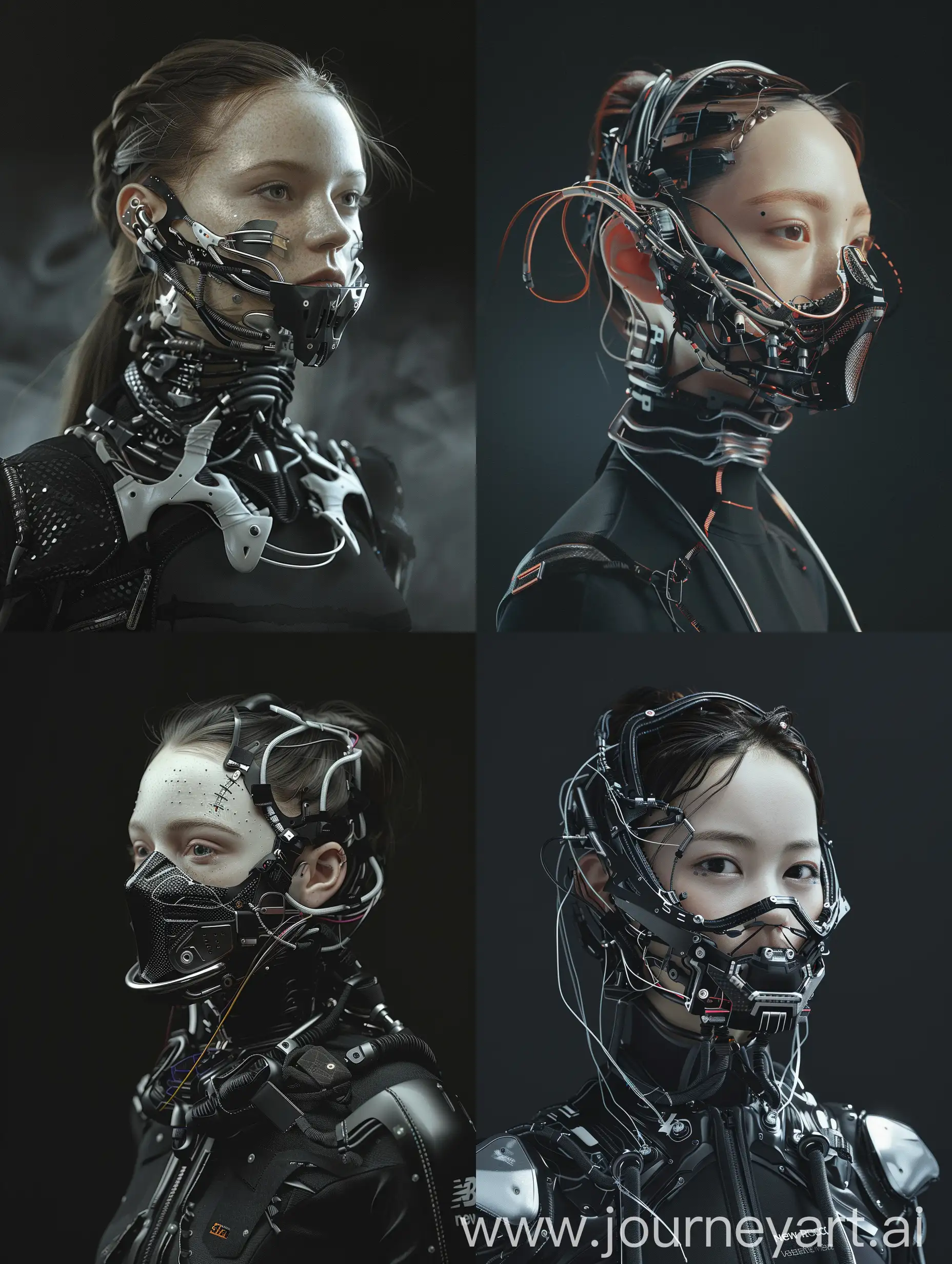 Futuristic-Cyberpunk-Woman-with-Cybernetic-Mask-in-Dynamic-Action