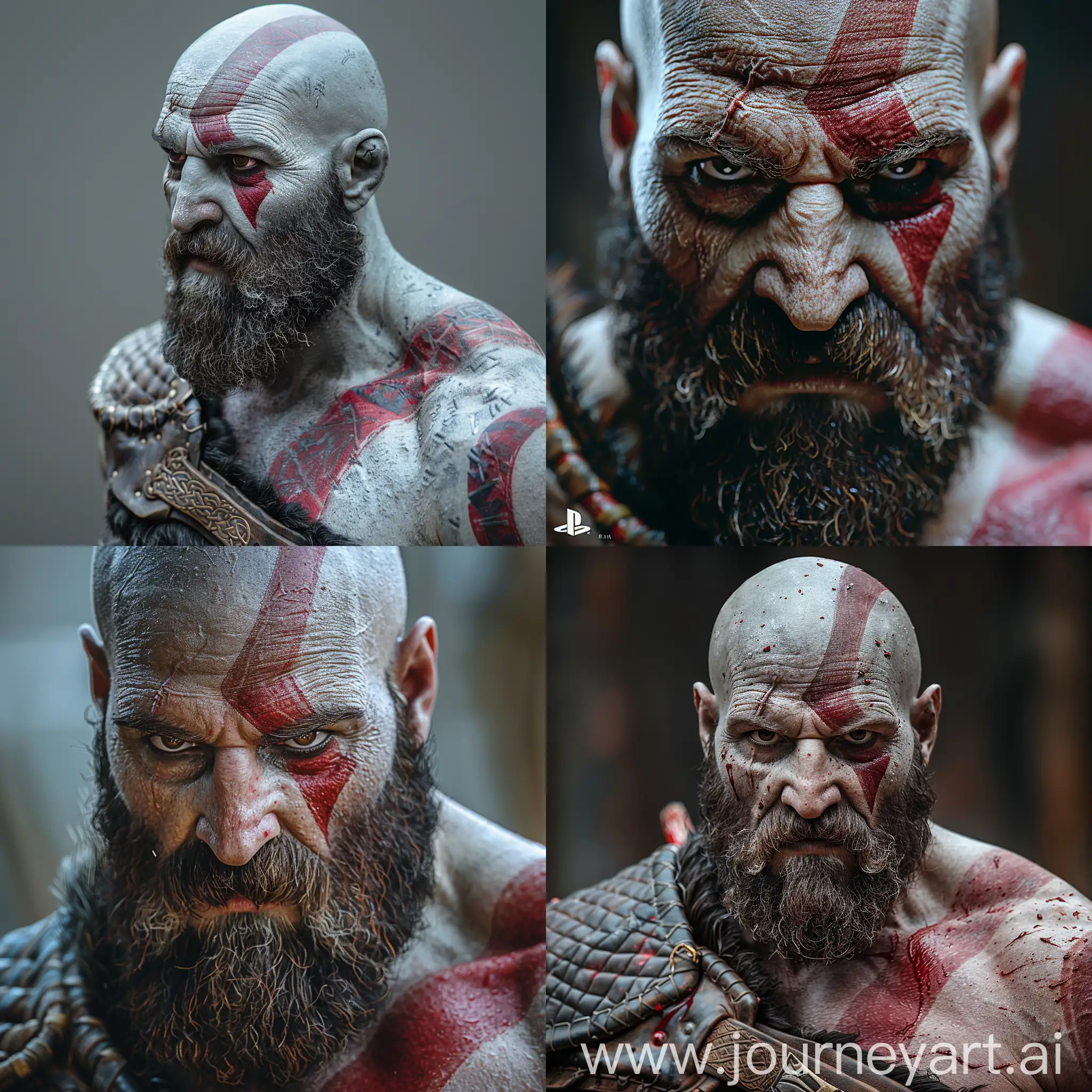  Triple H from wwe as kratos from god of war movie realistic --style raw --stylize 750