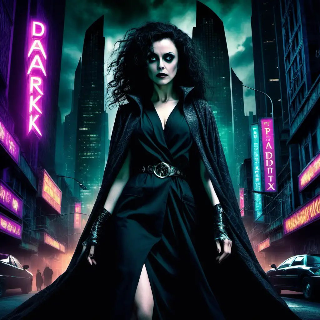 Bellatrix Lestrange, a notorious figure, operates on the fringes of society. Cloaked in shadows and clad in dark, avant-garde robes, she prowls the neon-lit streets like a predator, commanding fear with her mastery of dark magic.
In this futuristic city, Bellatrix Lestrange brings her unique talents and personality, weaving a tapestry of magic, mystery, and adventure against the backdrop of neon-lit skyscrapers and bustling streets.