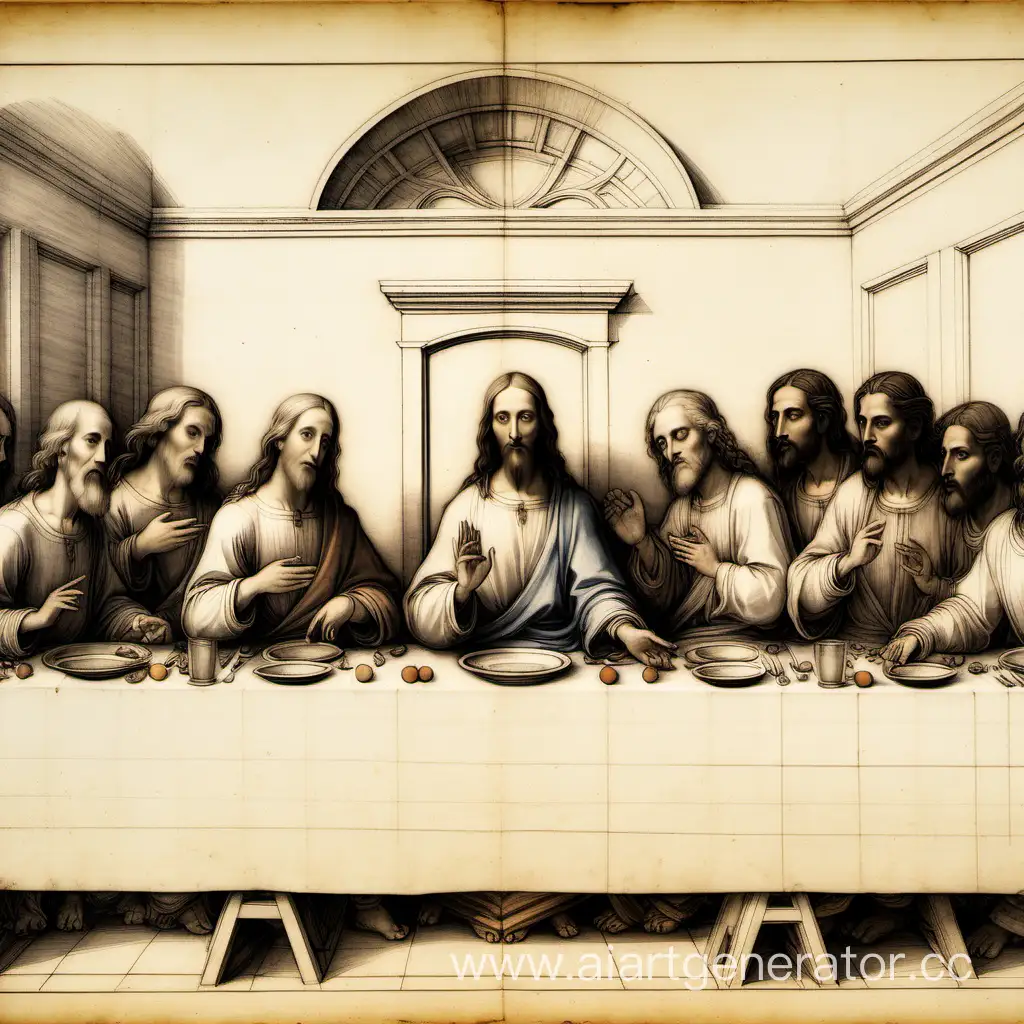 Enigmatic-Depiction-Sketch-of-The-Last-Supper-by-Leonardo-da-Vinci