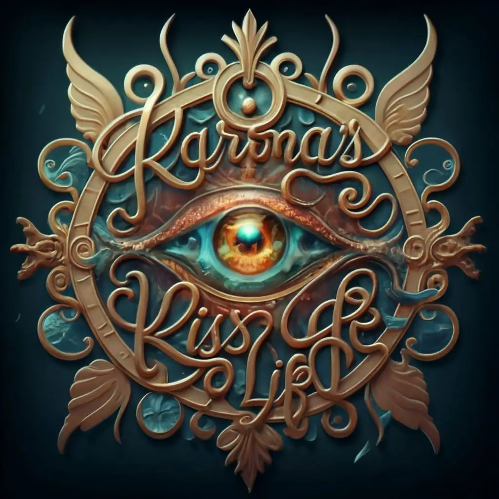 logo, fantasy, with the text "Karma's Kiss Of Life", typography