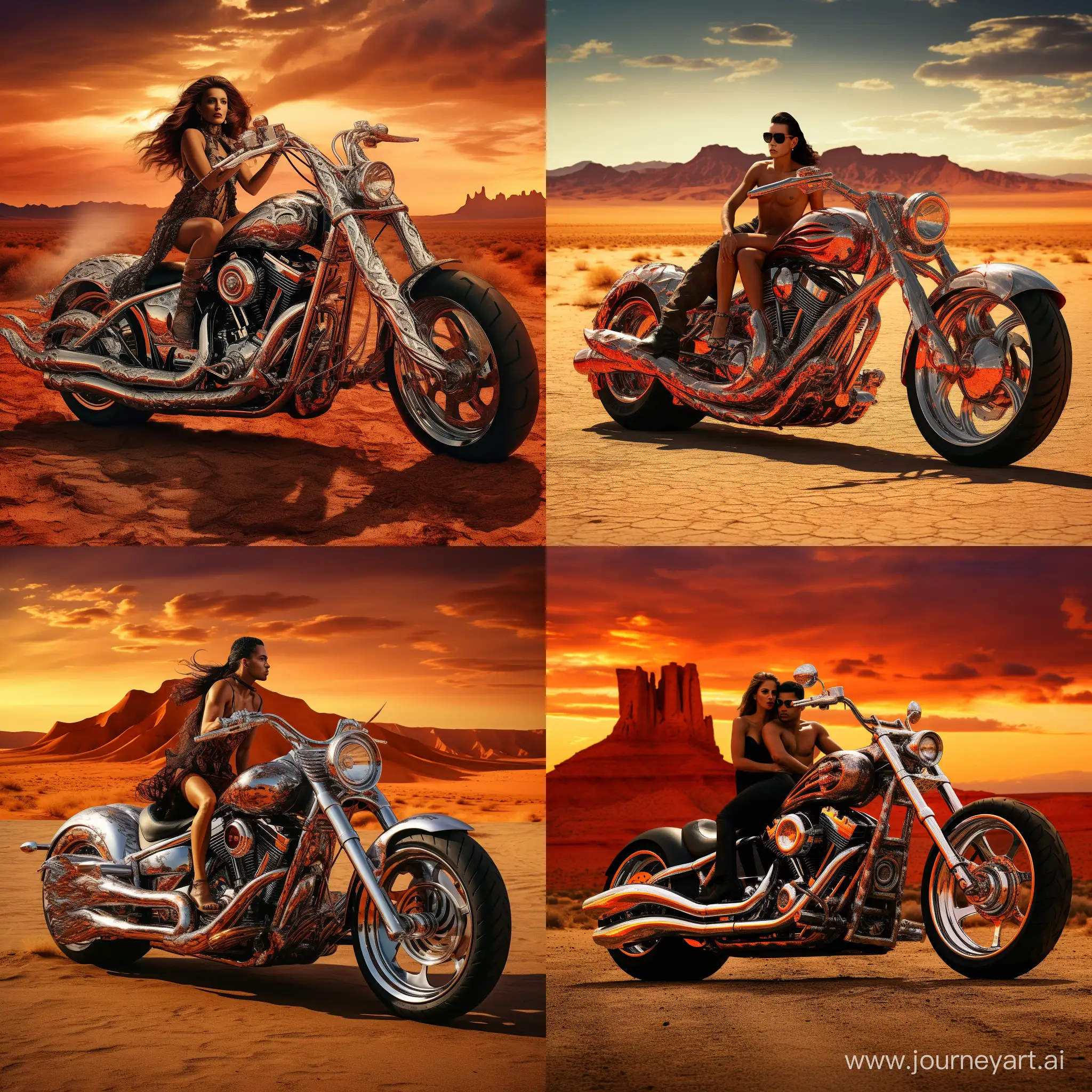 Fiery-Demon-Riding-Chrome-LowRider-Motorcycle-in-Stormy-Desert-Sky